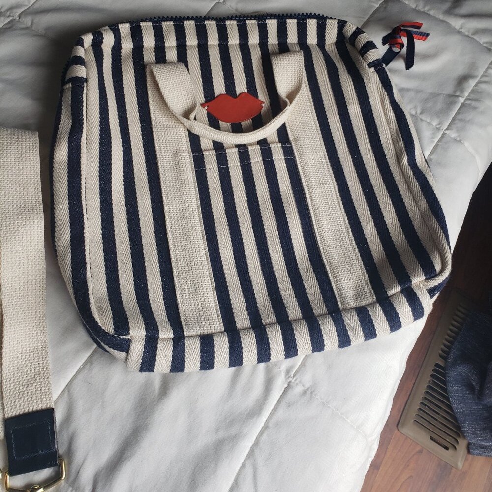 Clare V Mariner Backpack with red lips